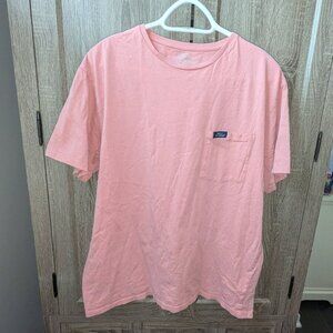 Simply Southern Solid Salmon Relaxed Fit Chest Pocket Logo Tee Top Shirt T-shirt